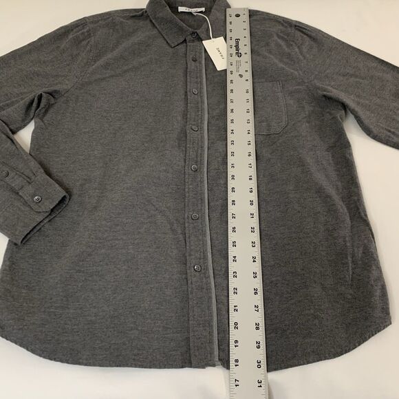 NWT FRAME Brushed Flannel Shirt Men XL Gray Button Up Soft Classic Cabincore - Picture 7 of 8